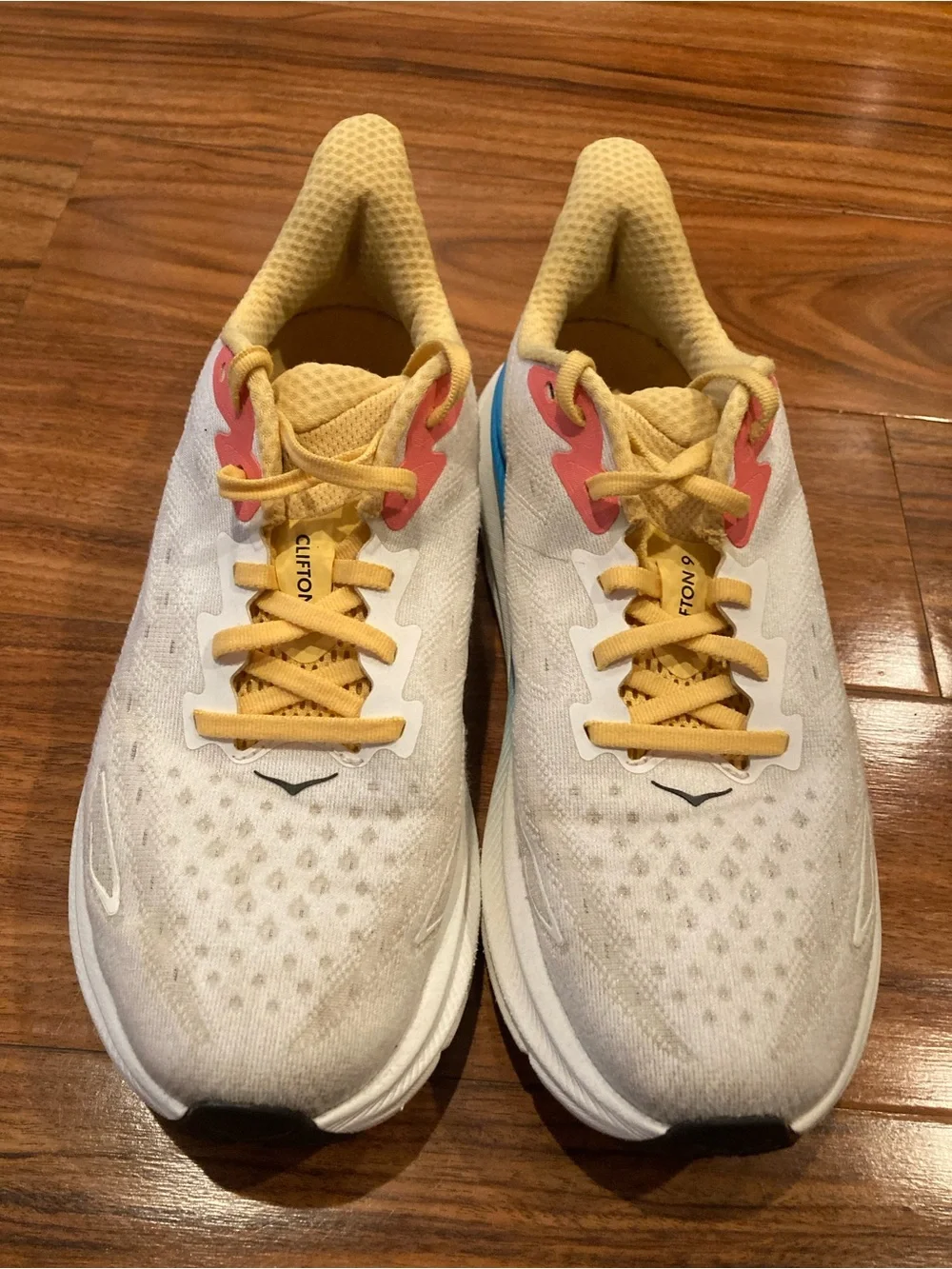 Hoka One One Clifton 9 Shoes Womens Size 8.5B White Running Sneakers 1127896 BSW